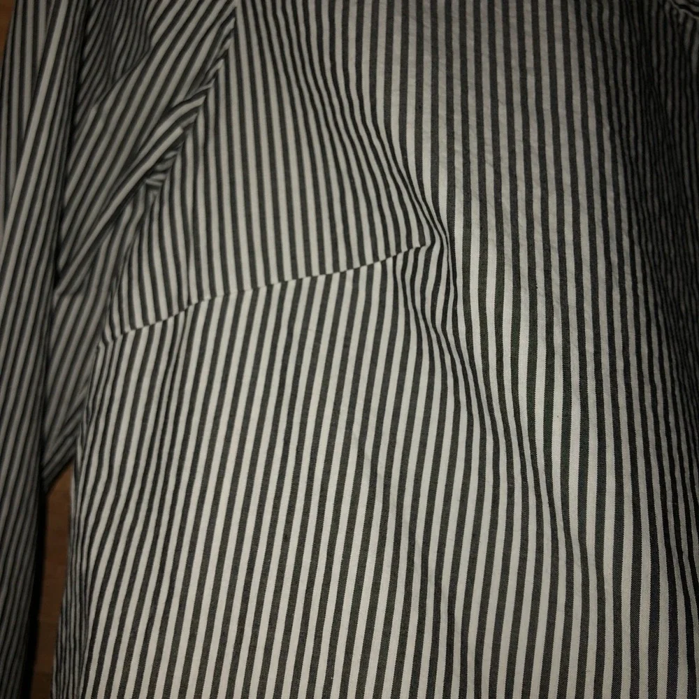 J.Crew striped hi lo blouse size 2 White and blue chambray stripes 100% cotton